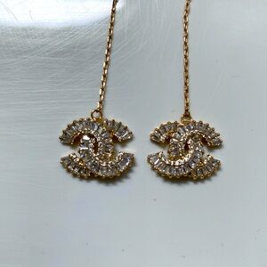Fashion 14K yellow gold metal drop earrings